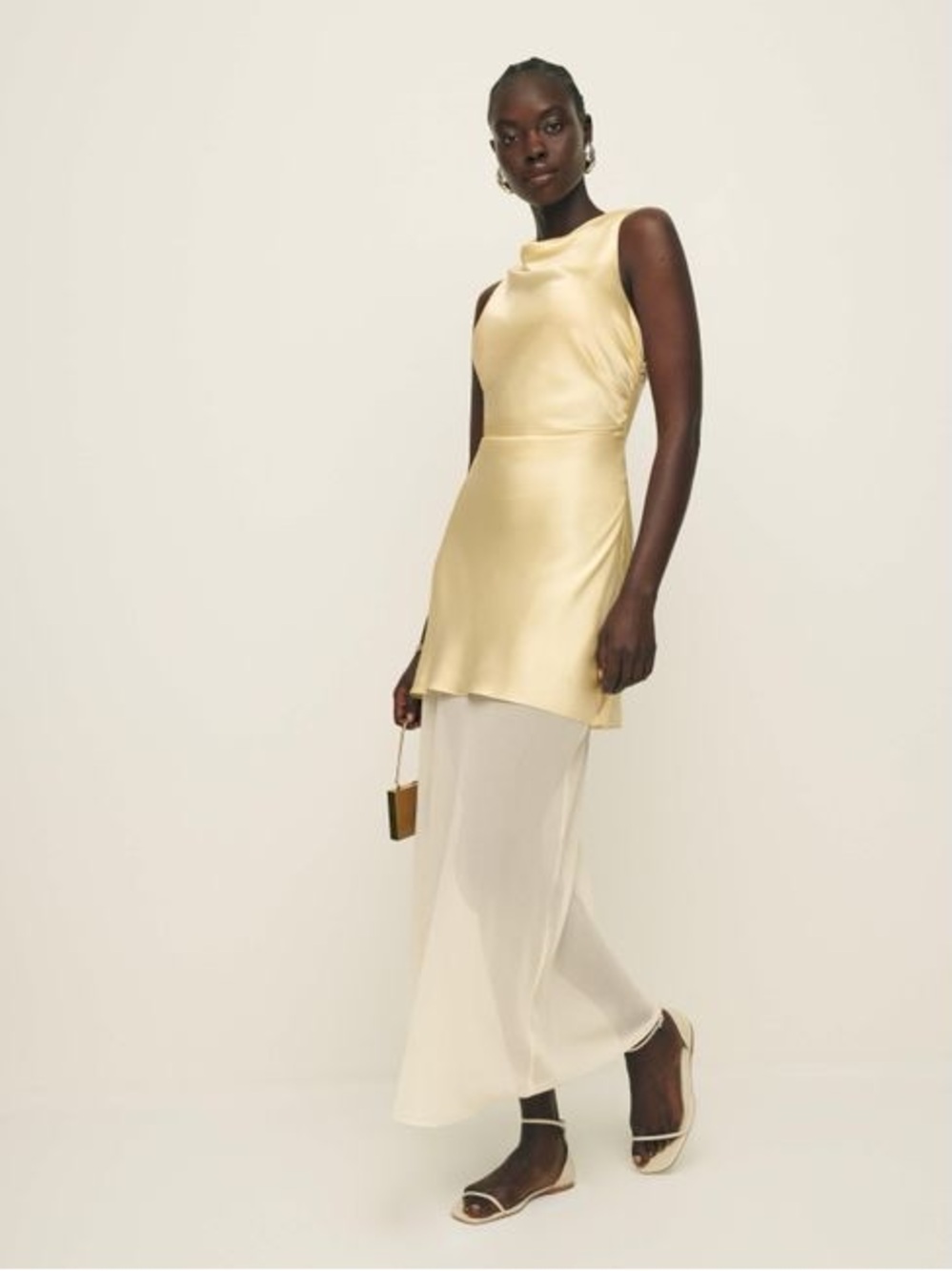 NWT reformation Logan silk dress in blonde / size 2